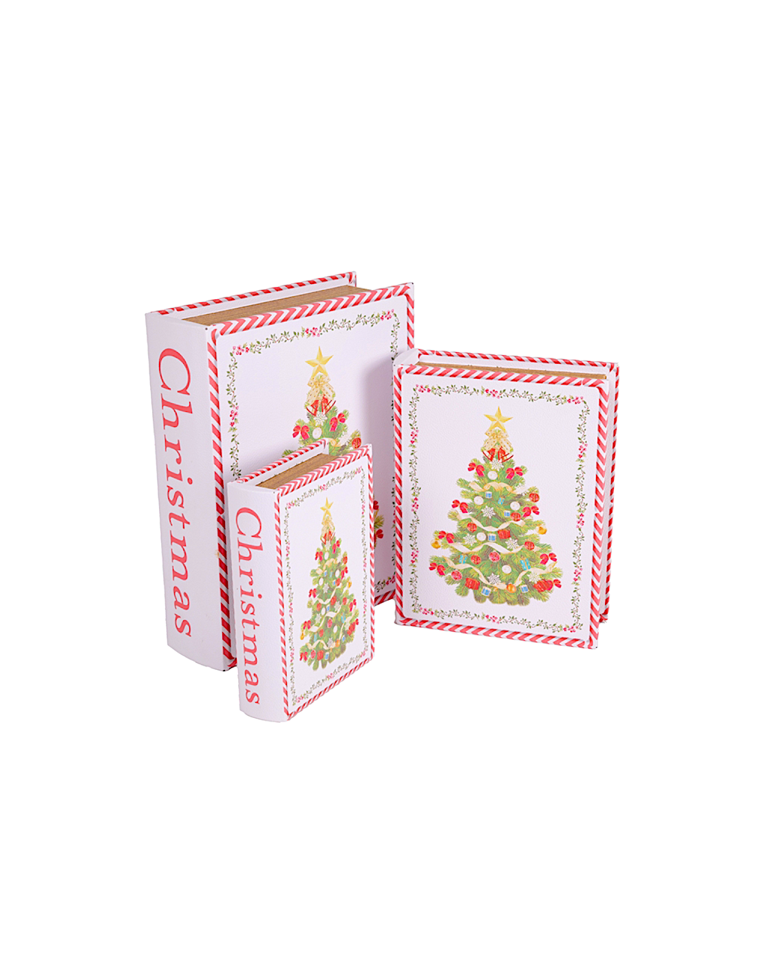 Decorazione scatola libro di Natale 3° misura 17x22cm albero in legno - La magia di Natale a casa tua