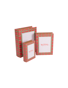 Decorazione scatola libro di Natale 2° misura 17x22cm Merry Christmas in legno - La magia di Natale a casa tua
