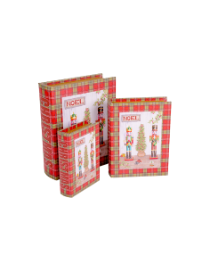 Decorazione scatola libro di Natale 2° misura 17x22cm Schiaccianoci in legno - La magia di Natale a casa tua