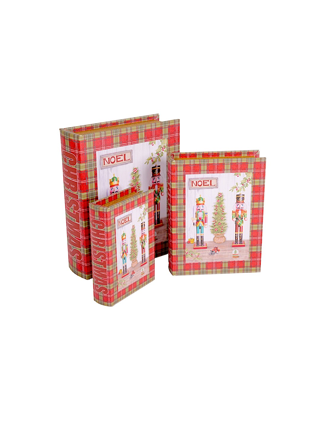 Decorazione scatola libro di Natale 2° misura 17x22cm Schiaccianoci in legno - La magia di Natale a casa tua