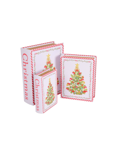 Decorazione scatola libro di Natale 3° misura 22x27cm albero in legno - La magia di Natale a casa tua
