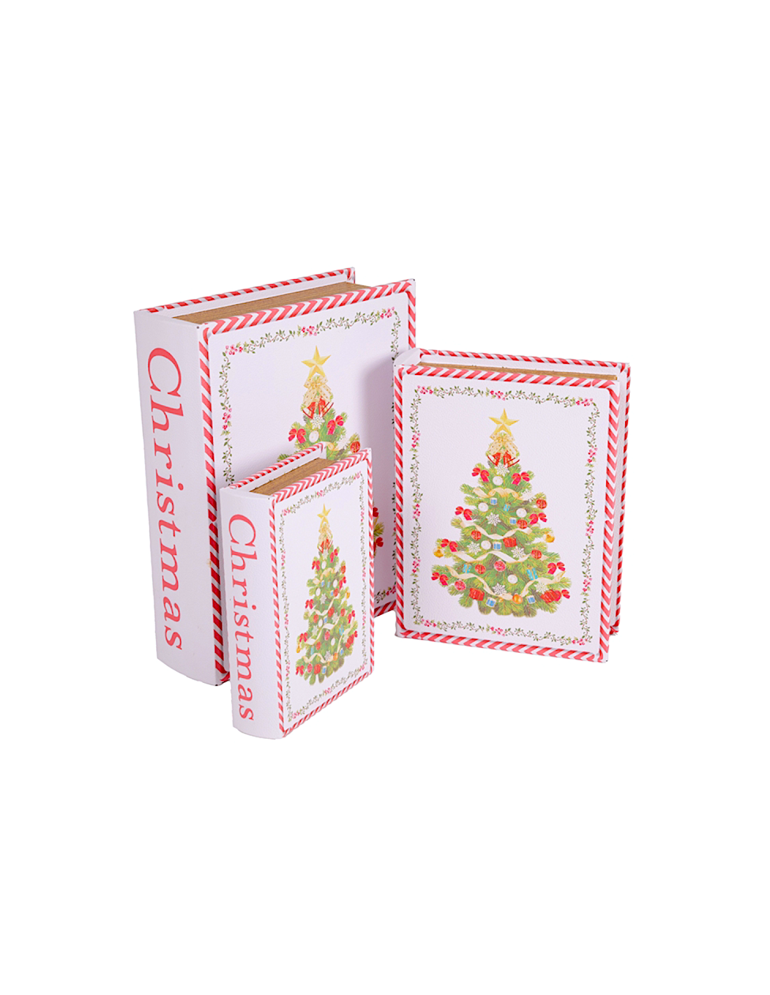 Decorazione scatola libro di Natale 3° misura 22x27cm albero in legno - La magia di Natale a casa tua