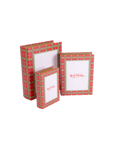 Decorazione scatola libro di Natale 3° misura 22x27cm Merry Christmas in legno - La magia di Natale a casa tua