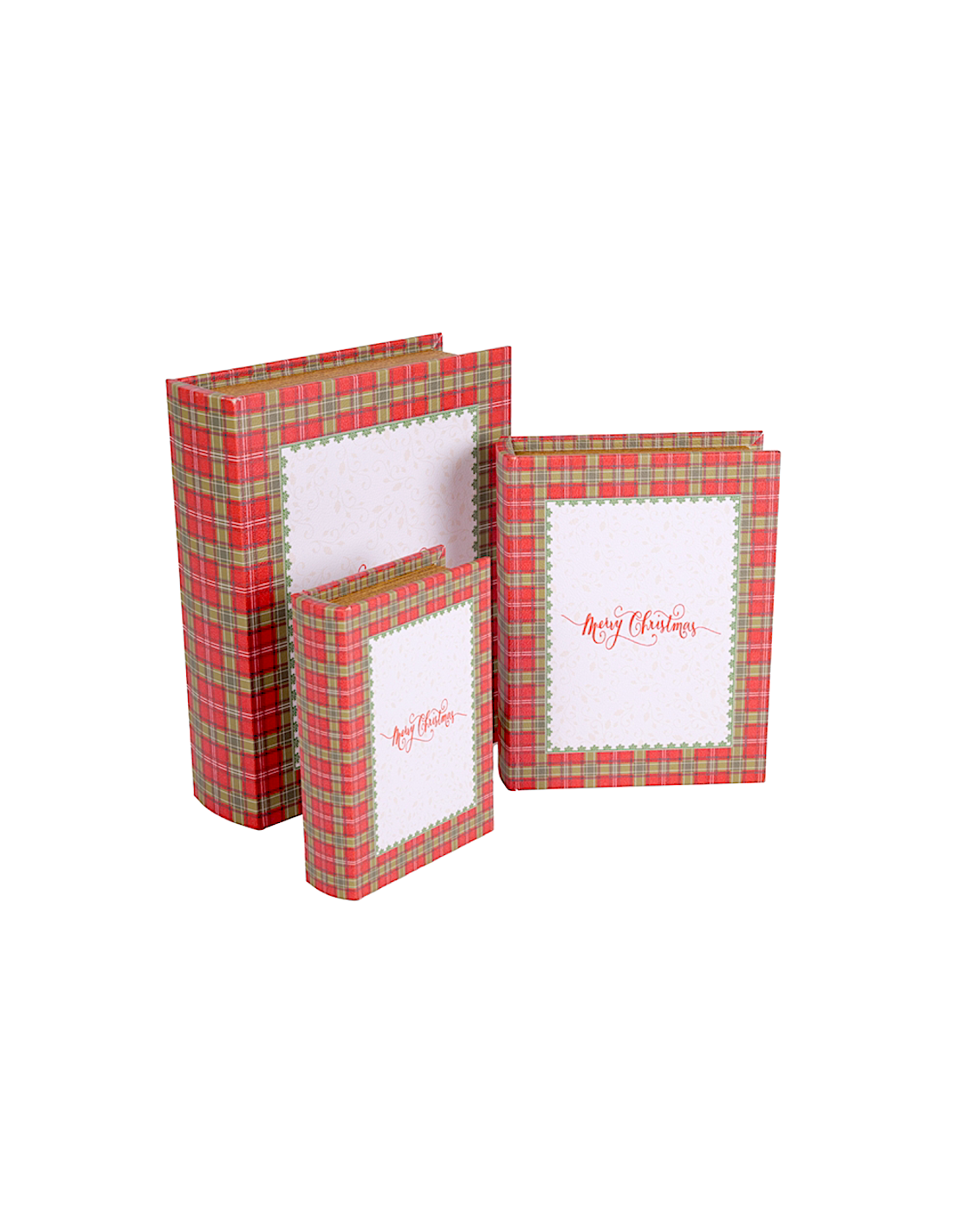 Decorazione scatola libro di Natale 3° misura 22x27cm Merry Christmas in legno - La magia di Natale a casa tua