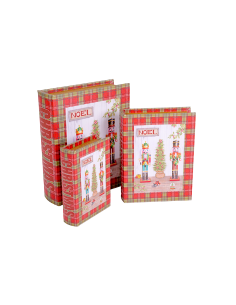 Decorazione scatola libro di Natale 22x27cm Schiaccianoci in legno - La magia di Natale a casa tua