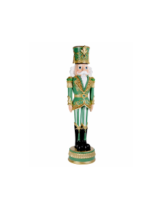Decorazione schiaccianoci di Natale H50cm verde e oro in resina - La magia di Natale a casa tua