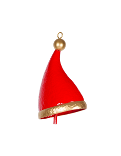 Decorazione campana di Natale rossa con cappello 17x11x26cm metallo - La magia di Natale a casa tua