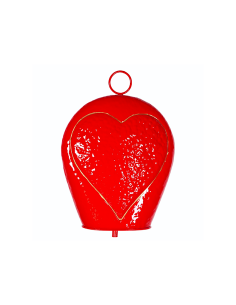 Decorazione campana di Natale rossa con cuore 16x6x22cm metallo - La magia di Natale a casa tua
