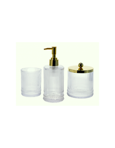 SET 3 ACCESSORI BAGNO 117255 VETRO/ACCIAIO