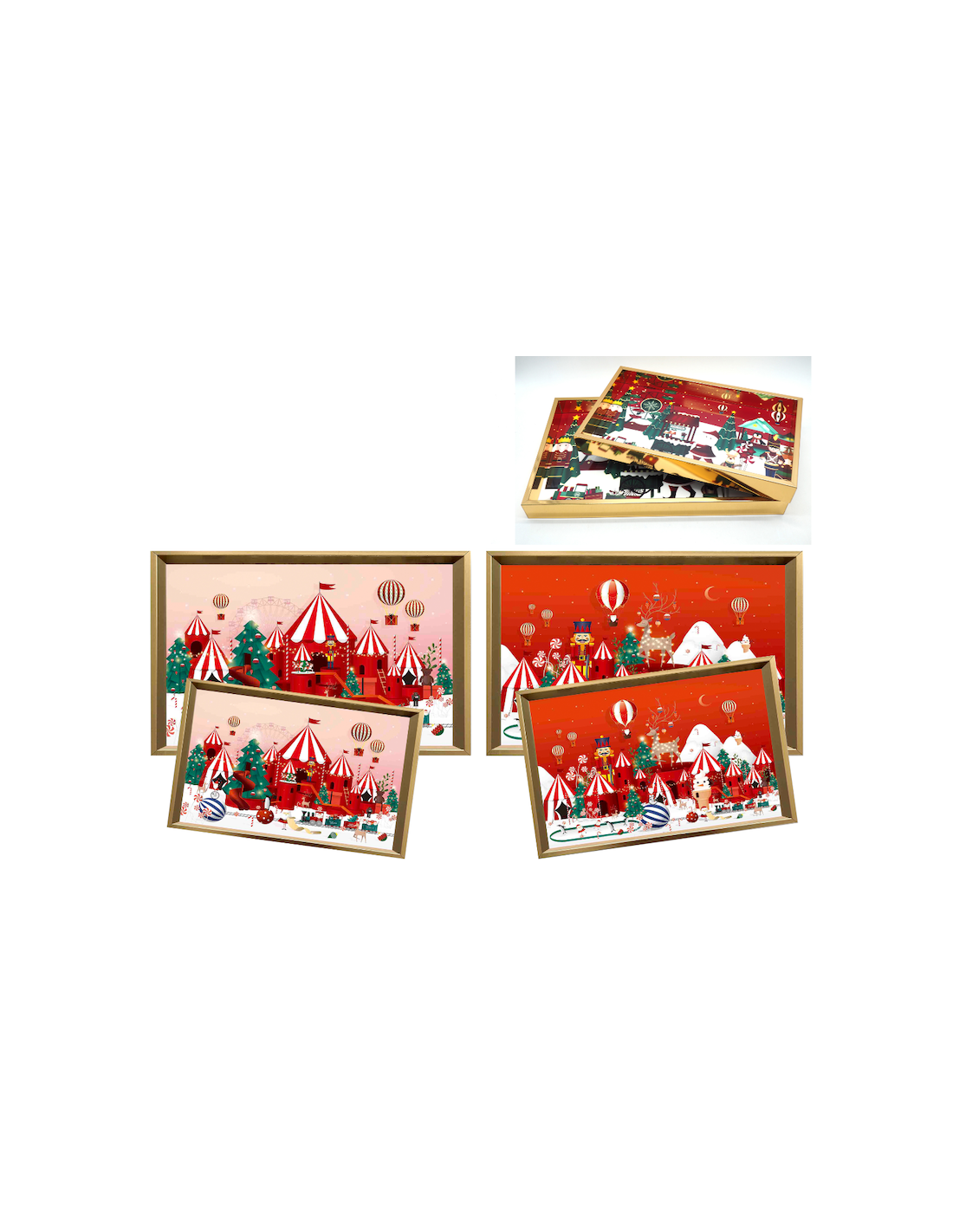 VASSOIO 1 MISURA BORDO ORO 8X20X4CM DEC.NATALE
