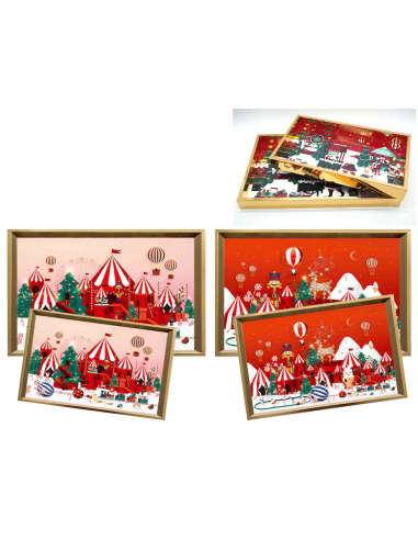 VASSOIO 2 MISURA BORDO ORO 40X25X4 DEC.NATALE