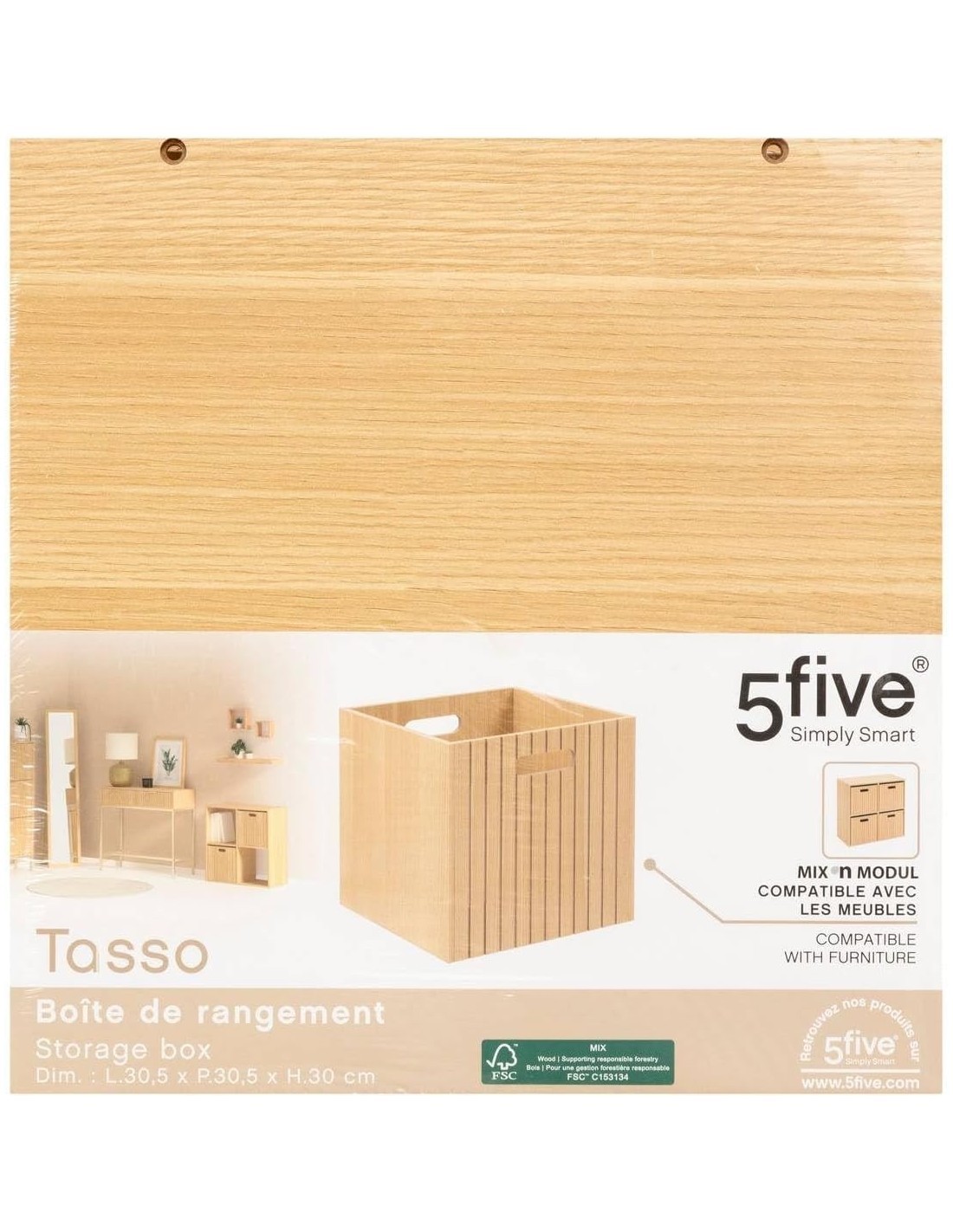 Cestino 5five Tasso in Legno – 31x31 cm