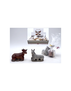 Set asino e bue di Natale presepe 5,5x7x3,5cm poliresina - La magia di Natale a casa tua
