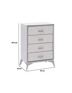 CASSETTIERA 193650 GRANITE 4 CASSETTI METALLO/MDF 64X39X90CM