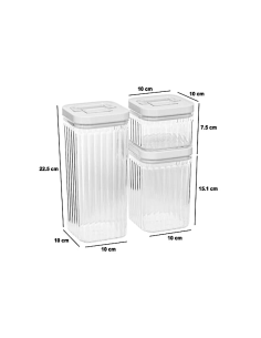 SET 3 BARATTOLI 209278 PLASTICA TRASPARENTE