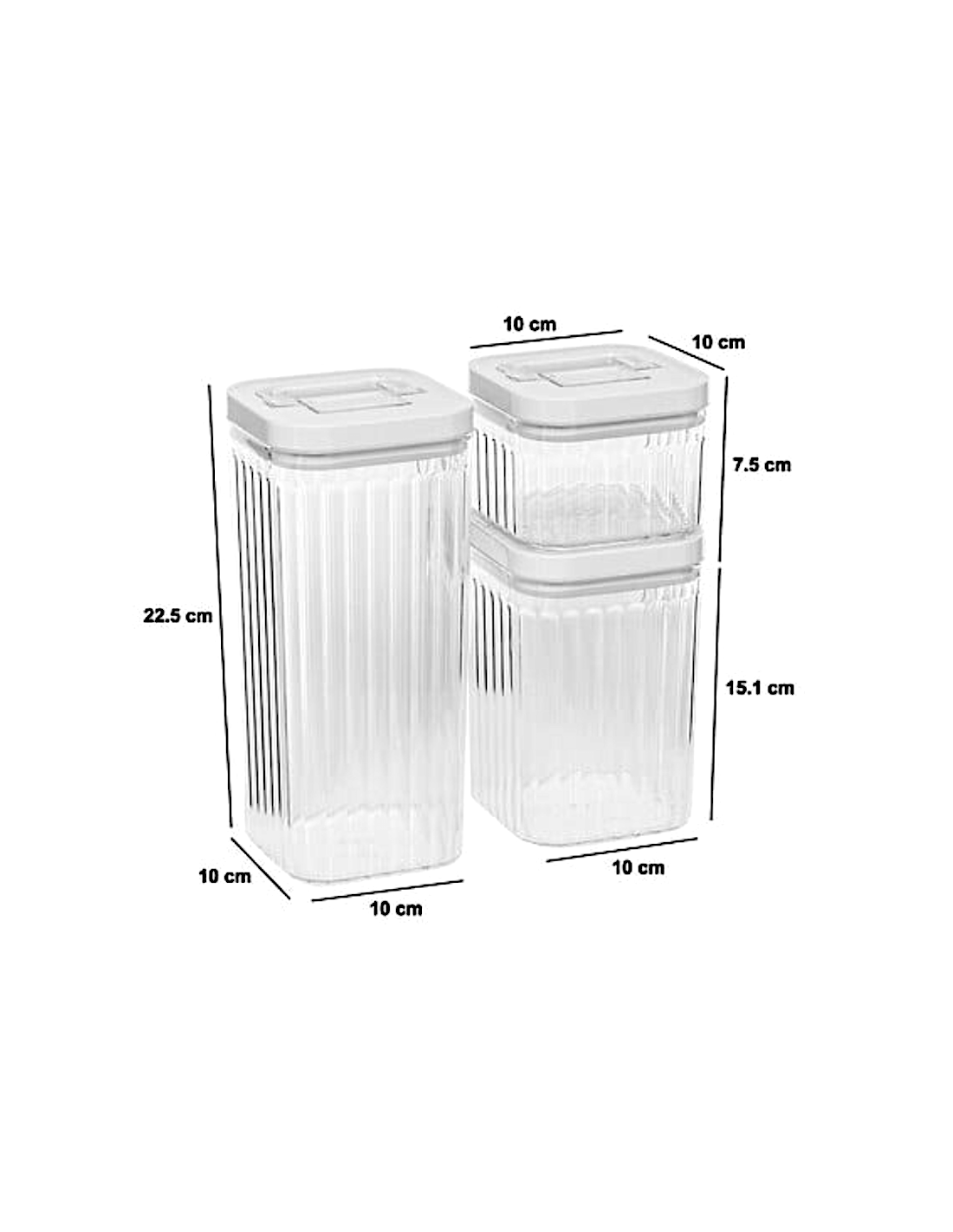 SET 3 BARATTOLI 209278 PLASTICA TRASPARENTE