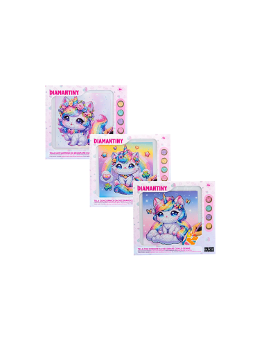 Diamantiny Kawaii Unicorn Quadretto 4 – Kit Crystal Art Baby Gattino Unicorno, Assortito