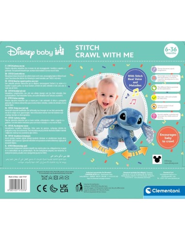 Peluche Interattivo Disney Baby Stitch Gattona con Me – Gioco Educativo 6-36 Mesi