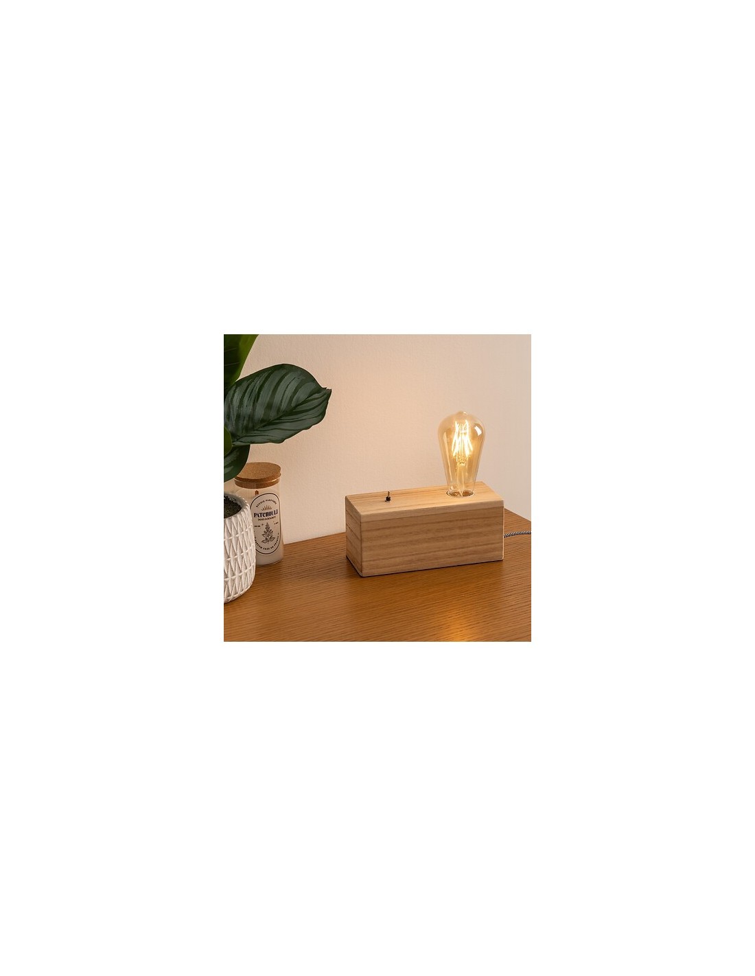 Lampada con Base Tibu Legno Naturale – Altezza 8,8 cm