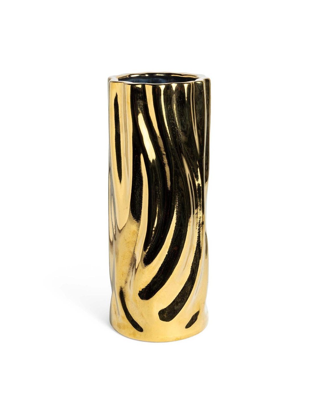 VASO, WAVE, PORTAFIORI, H37,5CM, DORATO, CERAMICA, ARREDO CASA