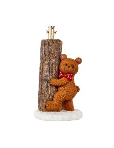 BASE, ALBERO, ORSO, CON, TRONCO, POLIRESINA, 34X31X61CM, NATALIZIO, DECORAZIONE, CASA