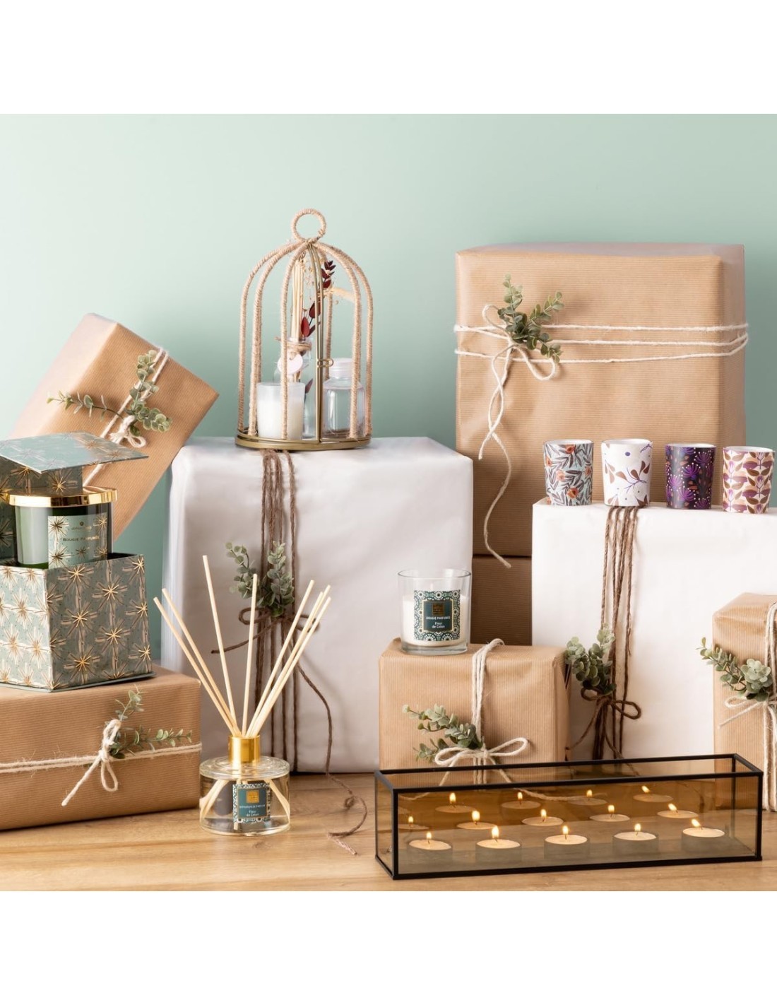 Cofanetto regalo a gabbia Paola Fiori di lino D. 14 cm – Atmosphera