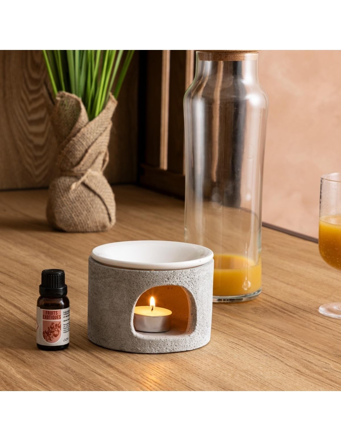 Bruciatore di profumo Olioa in cemento e ceramica 11x7 cm – Atmosphera