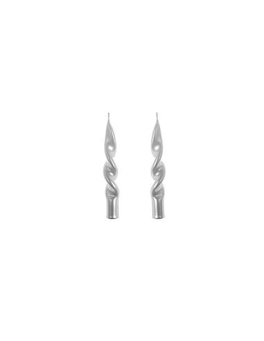SET 2 CANDELE FIAMMA H14CM SILVER GREY su TreG Ingrosso