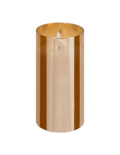 Set di 3 candele LED, vetro ambrato Sena, candele decorative, candele LED per casa, decorazione d'interni, luci d'ambiente