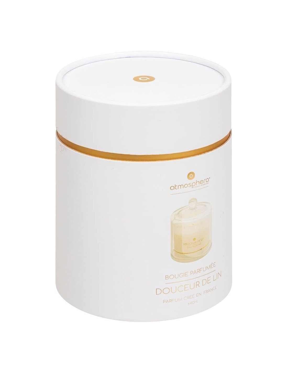 Candela profumata ILAE Fiore di Lino 240g, Atmosphera, fragranza fresca, design elegante, lunga durata, idea regalo raffinata