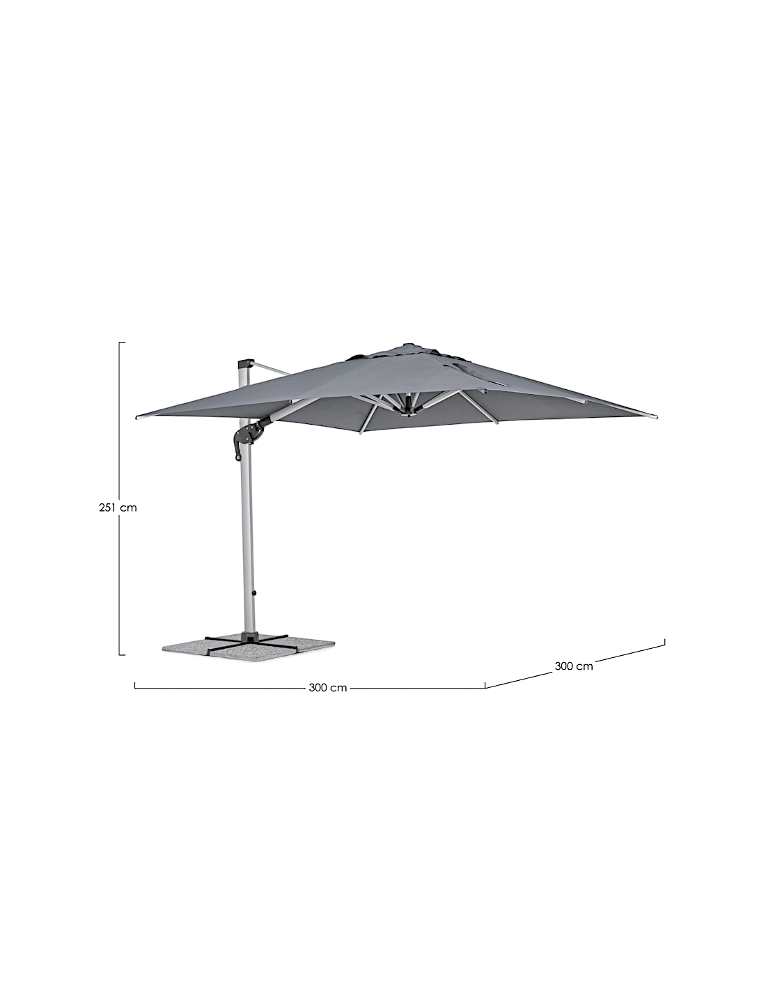 OMBRELLONE BRACCIO 0795608 INES 3X3 GRIGIO SCURO