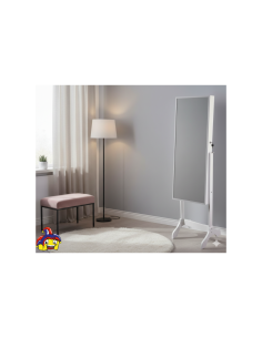 Armadietto Portagioielli in Legno con Specchio, MDF Bianco 46x40x153 cm 2