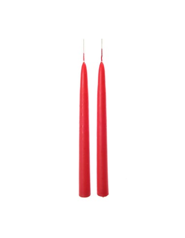 COPPIA CANDELE STELO ROSSE 25CM LUCIDE