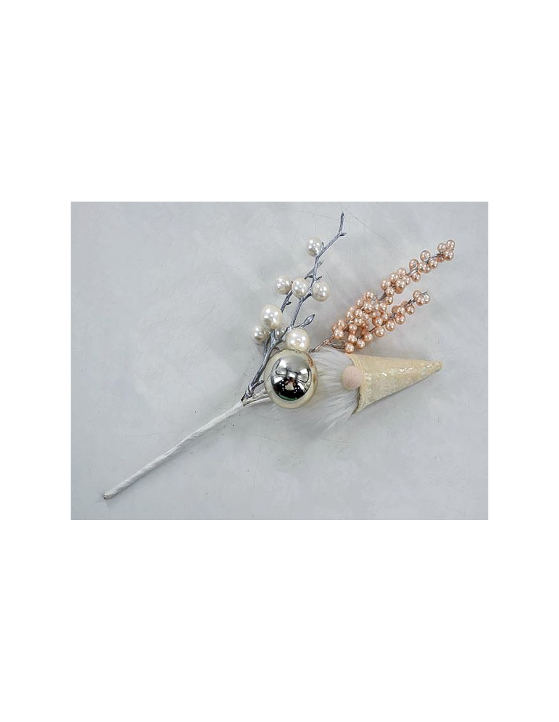 Pick di Natale con bacche bianche e rosa 30x12cm - La magia di Natale a casa tua