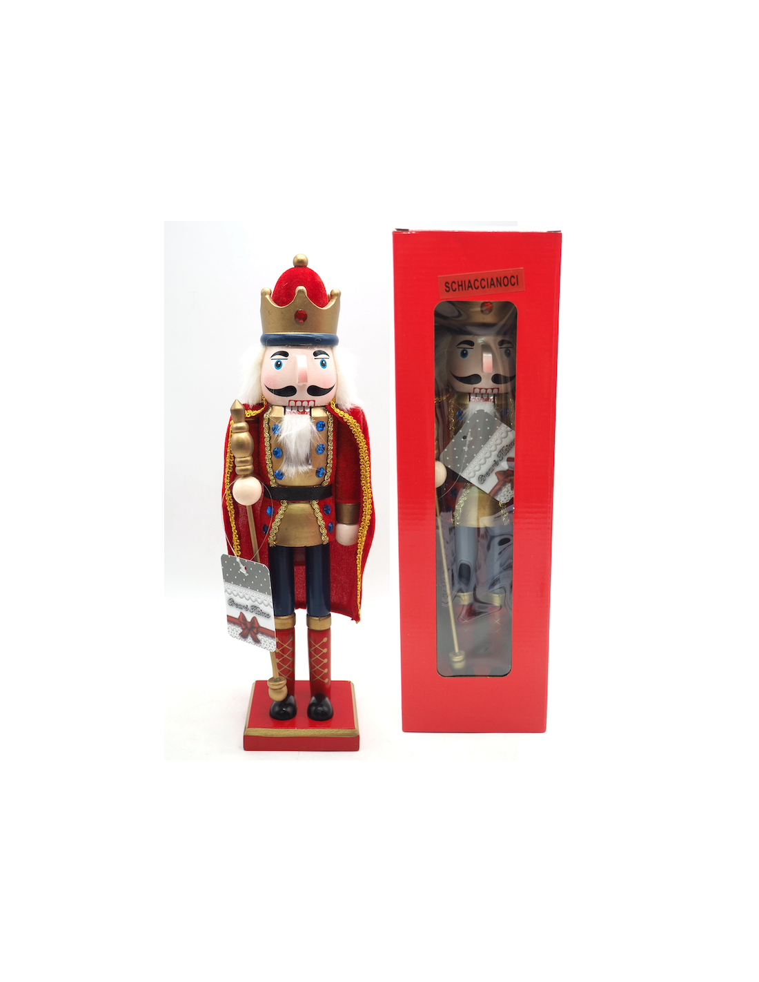 Soldatino schiaccianoci di Natale H38cm con mantello - La magia di Natale a casa tua