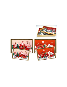 Vassoio di Natale 40x25x4cm bordo oro - La magia di Natale a casa tua