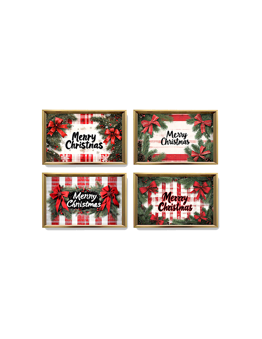 Vassoio rettangolare di Natale 35x20cm MDF bordo oro assortito - La magia di Natale a casa tua