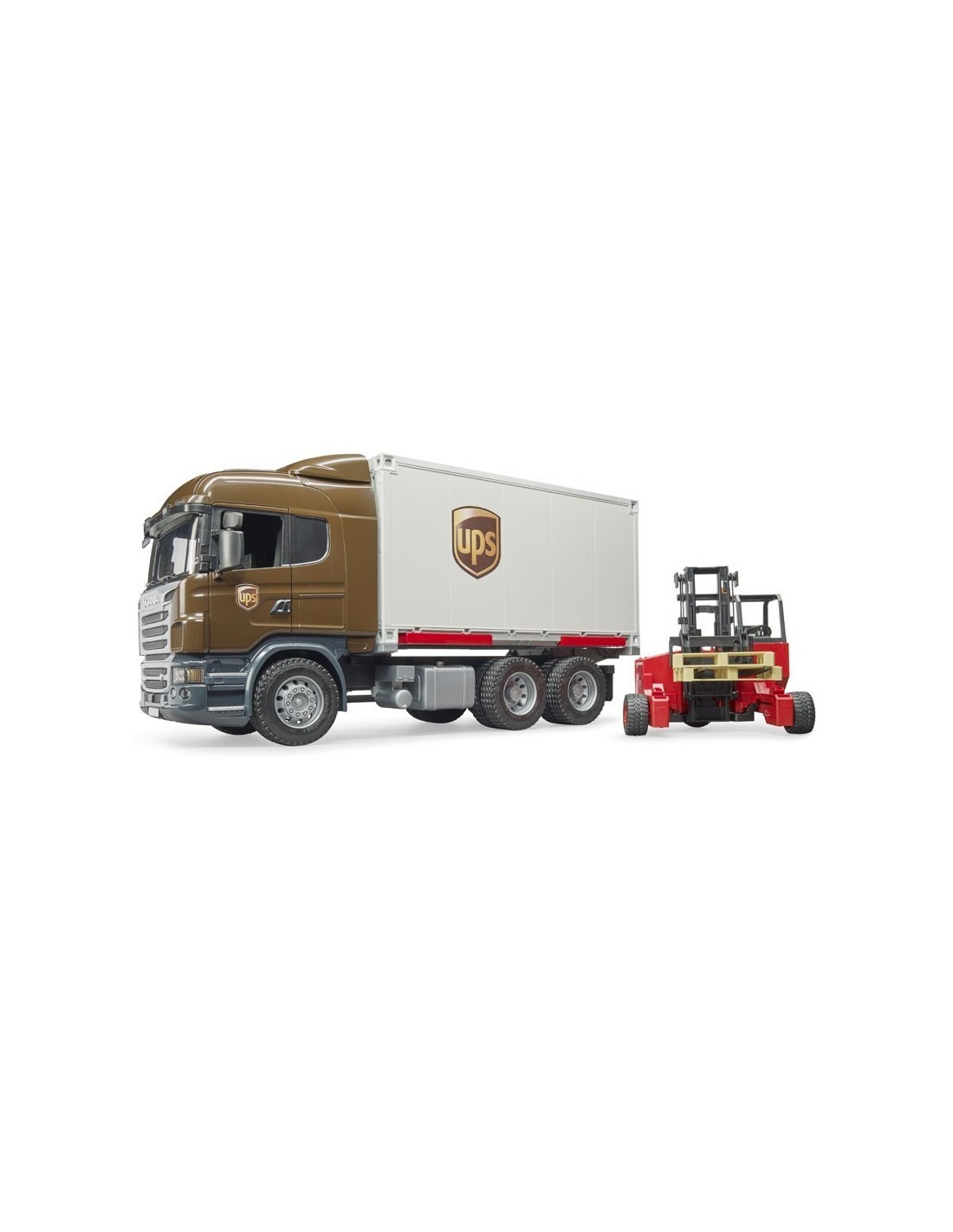 SCANIA CAMION UPS CON MULETTO E ACCESSORI 03581 BRUDER SPIELWAREN s...