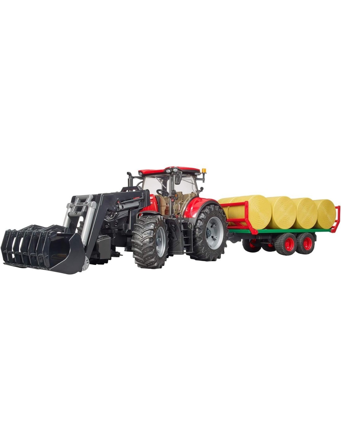 TRATTORE CON BENNA E RIMORCHIO PORTA BALLE 03198 BRUDER SPIELWAREN ...