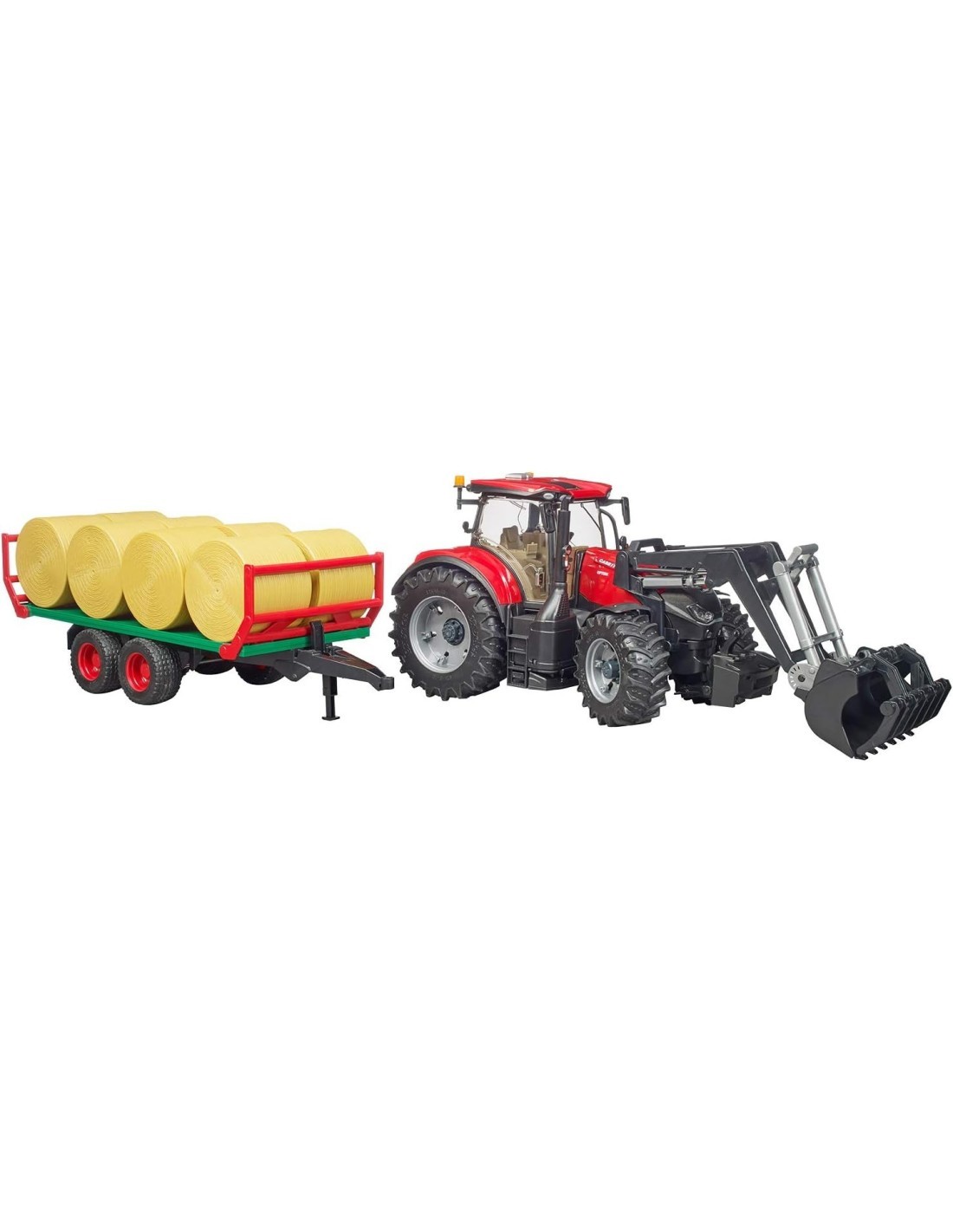 TRATTORE CON BENNA E RIMORCHIO PORTA BALLE 03198 BRUDER SPIELWAREN ...