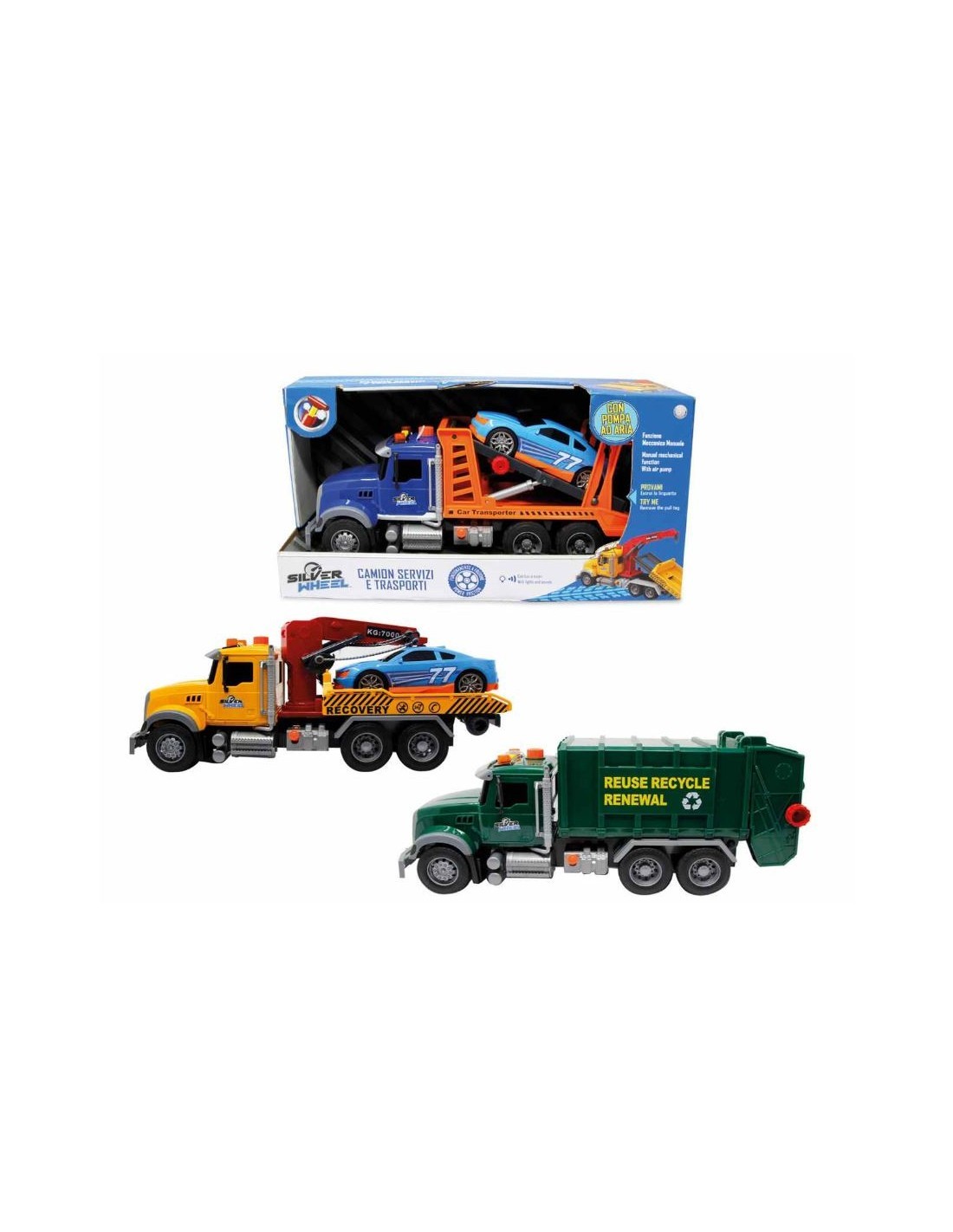 Silver Wheel Camion Servizi e Trasporti 37 cm con Luci e Suoni, Funzionamento a Frizione, Assortito in 3 Modelli di Hasbro
