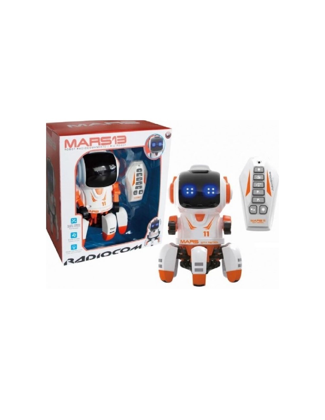 MARS 11 CITY PATROL, ROBOT RADIOCOMANDATO A INFRAROSSI, LUCI LED, MOVIMENTO AUTOMATICO, ALTEZZA 18 CM, ETÀ 5+