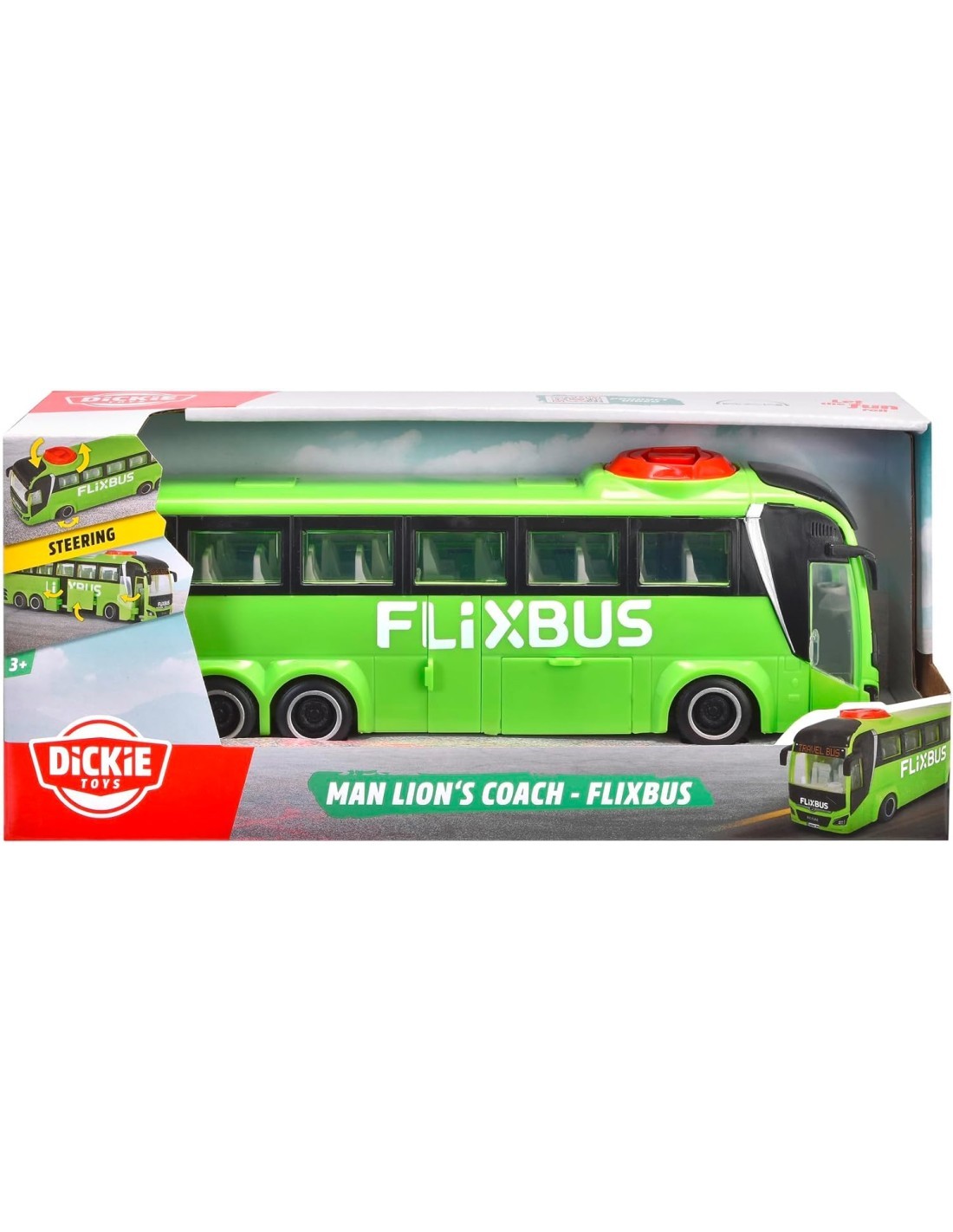 AUTOBUS FLIXBUS 27 CM, GIOCATTOLO VEICOLO, BUS TURISTICO, GIOCO BAMBINI 3+