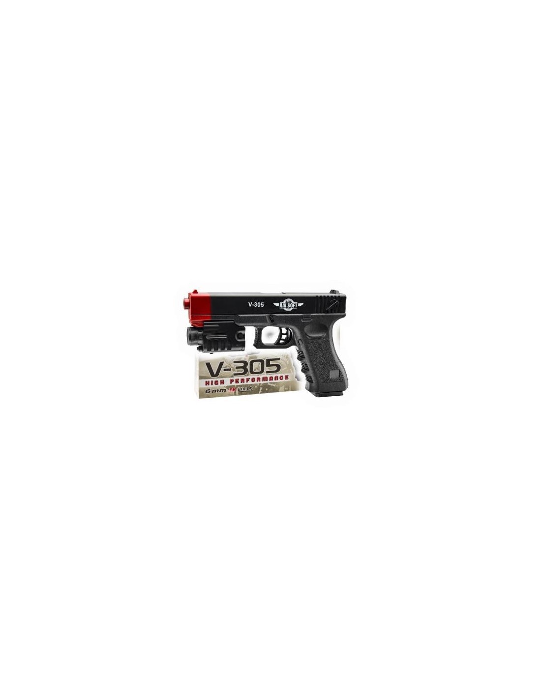 PISTOLA 305 AIR SOFT LASER 6MM CON TORCIA