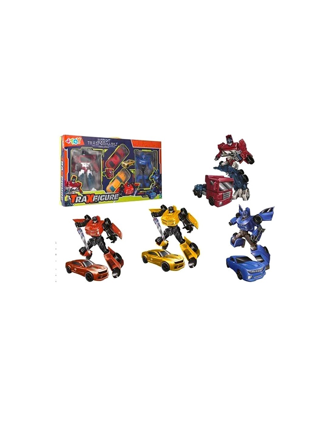 CONF 4 ROBOT 42569 TRASFORMABILI IN AUTO COLORI ASSORTITI