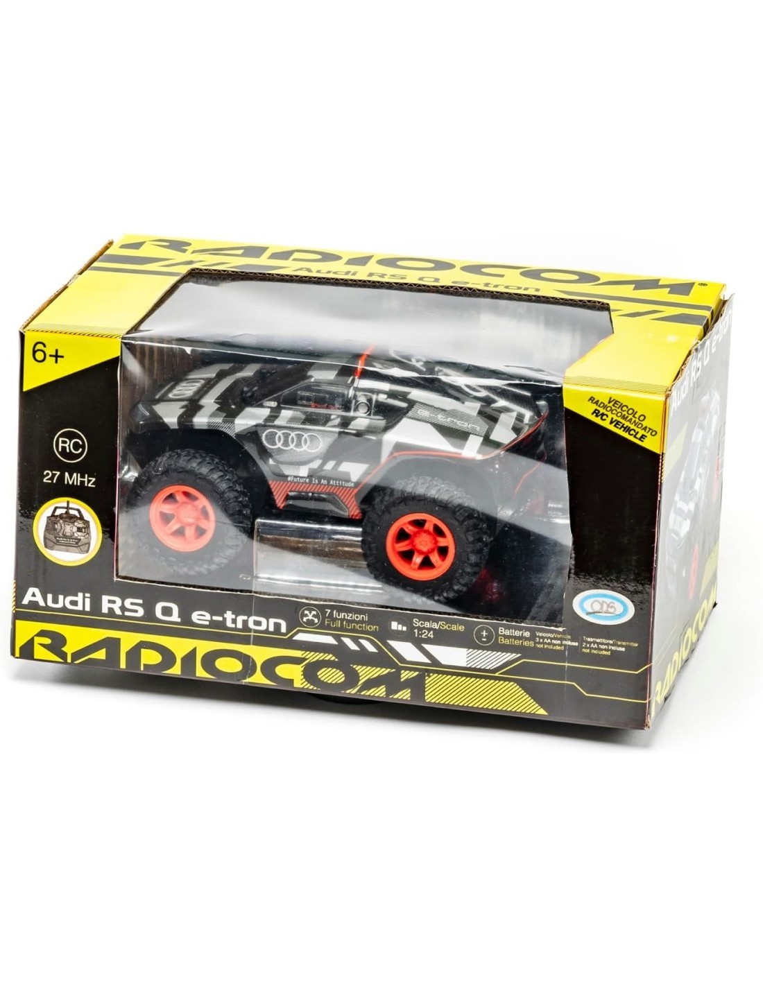 AUDI RS Q E-TRON MACCHINA RADIOCOMANDATA GIOCATTOLO, SCALA 1:24, SCOCCA IN LEXAN, RUOTE MORBIDE, ETÀ +6 ANNI