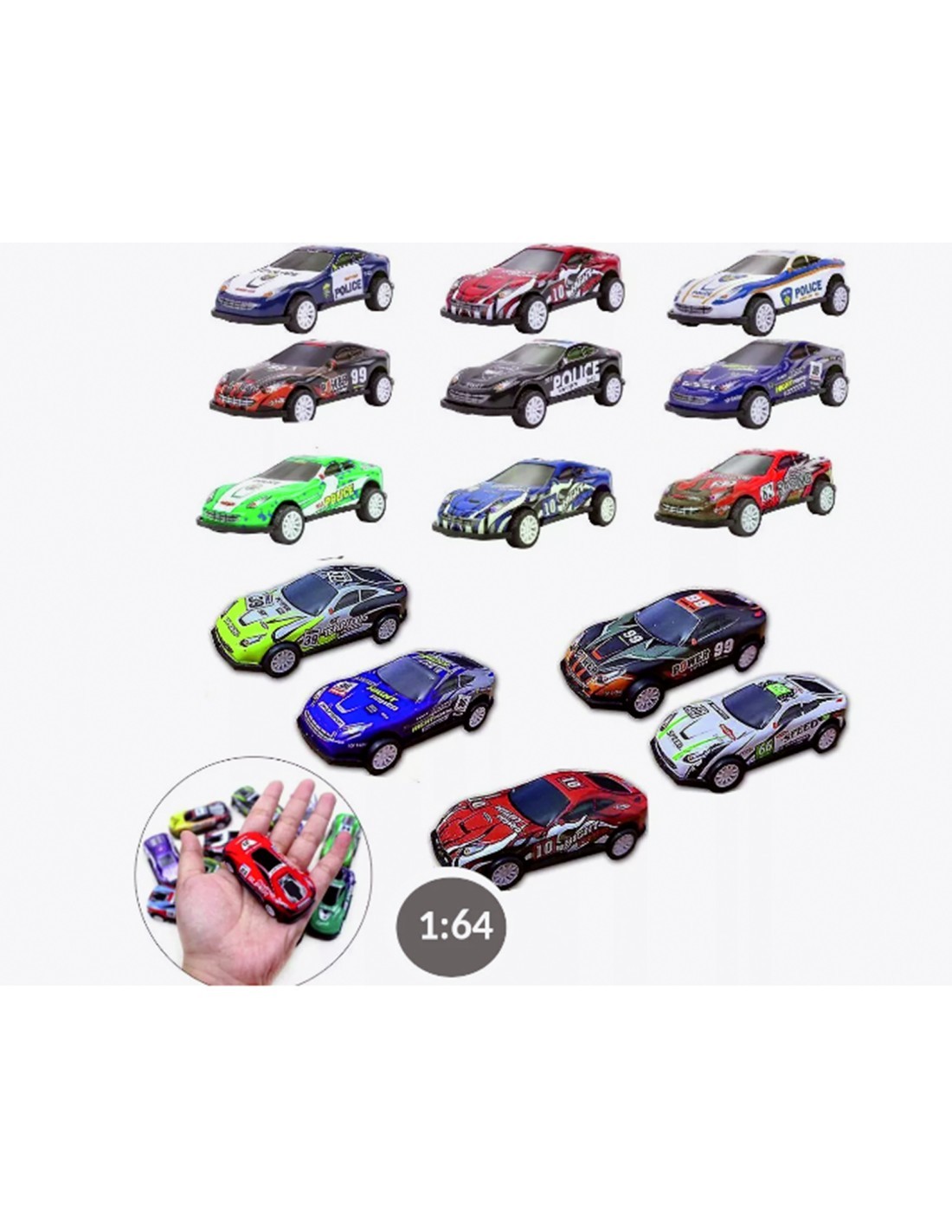 Modellini auto scala 1/64 095801 – Set 24 macchinine in metallo | Tre G Ingrosso