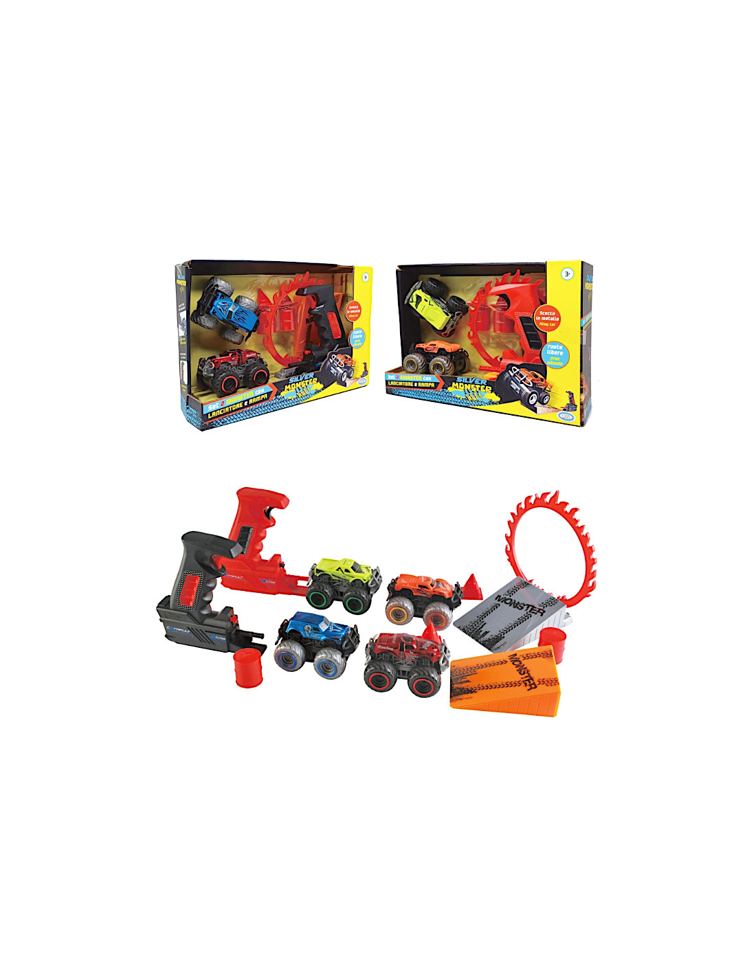 SILVER MONSTER 41458 SET 2 AUTO CON LANCIATORE E RAMPA