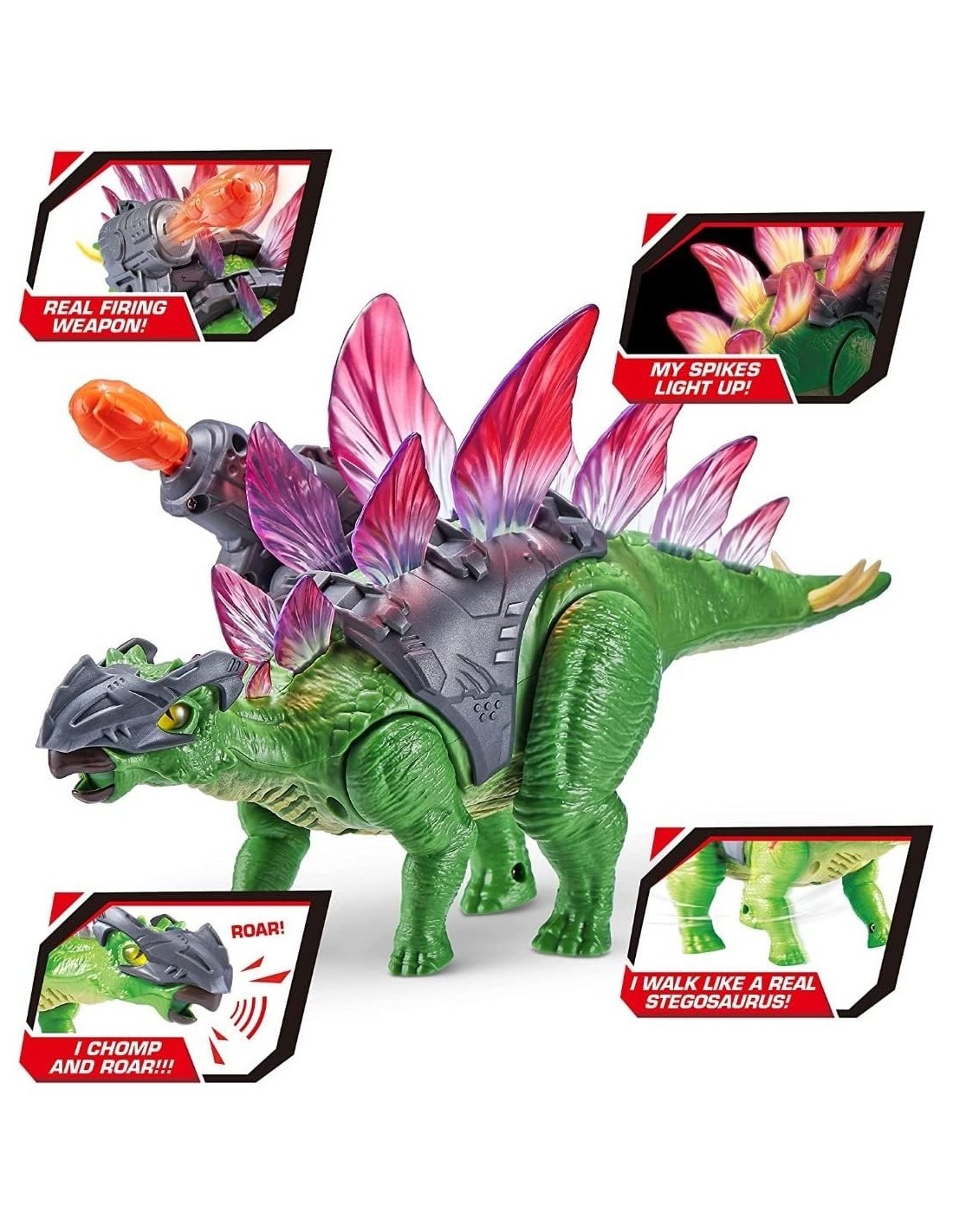 ROBO ALIVE  DINO WARS STEGOSAURO 7131 DINOSAURO ROBOT ARMATURA DA BATTAGLIA LUCI E SUONI