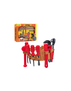 CINTURA ATTREZZI, SET 13 PEZZI, GIOCO LAVORO BAMBINI, CINTURA REGOLABILE, PLASTICA RESISTENTE, GLOBO WTOY 41695, 3+ ANNI